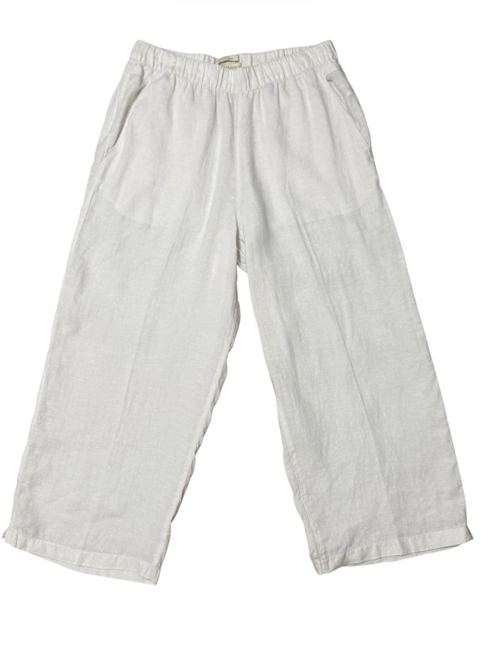 Cynthia Rowley White Linen wide Leg Crop pants
